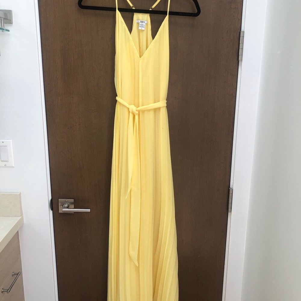 Pale yellow pleated maxi dress